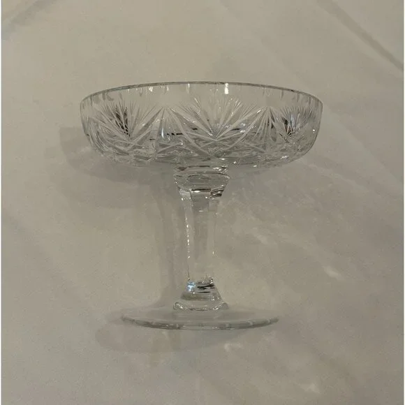 American Brilliant Cut Lead Crystal Compote EAP Pedestal Dish Footed Candy Bowl